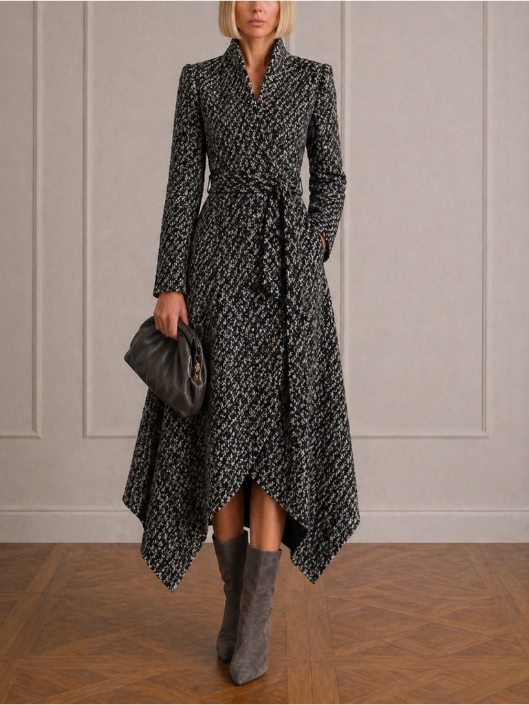 Stella Mccartney Tweed Fitted Wool Belted Sexy Dressy Evening Coat S Xs